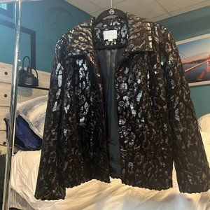 🦋$25🦋 erin london | Teddy Jacket | Furry Leopard Animal Print Metallic